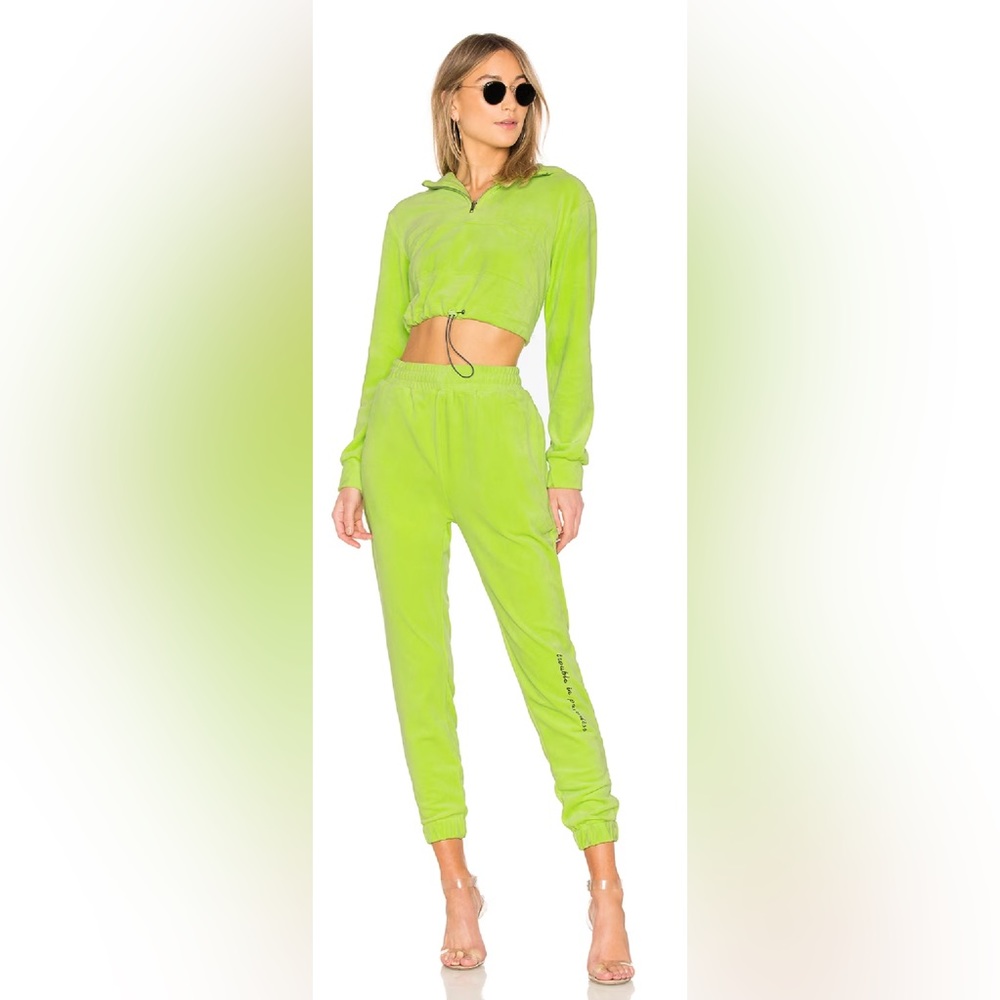 Danielle Guizio neon green velour tracksuit size small